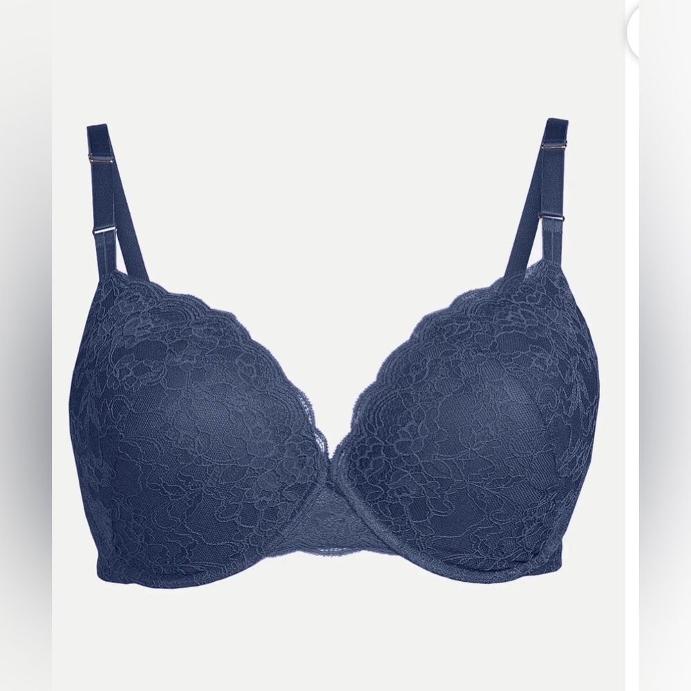 NWT Joyspun‎ Lace Push Up Bra 34A Navy Water Underwire Padded Plunge Bra